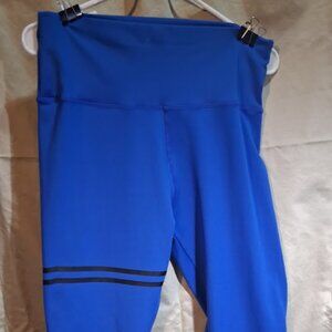 Zhuoou Woman Blue Stripe High- Waist Yoga Leggings